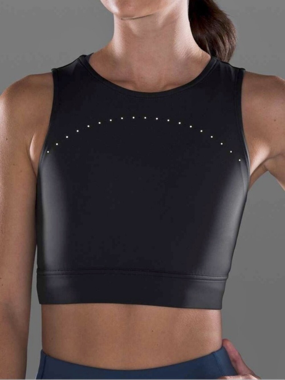 LULULEMON Hotty Hot Cropped Tank Mesh Reflective Graphite Gray Size 4